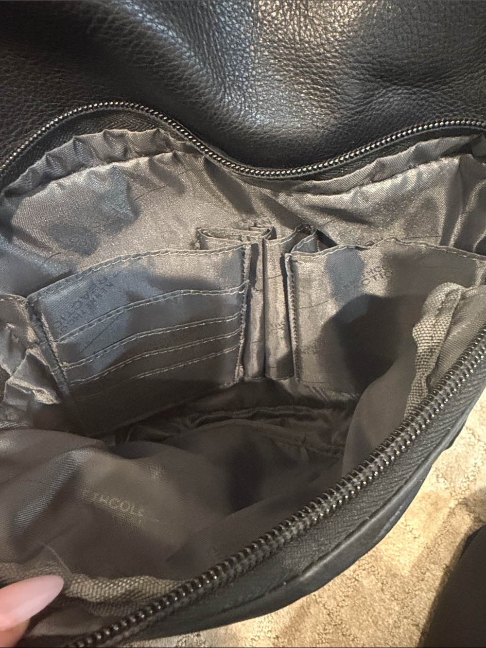 Kenneth Cole Black Leather Zip-Front Backpack - Picture 3 of 6